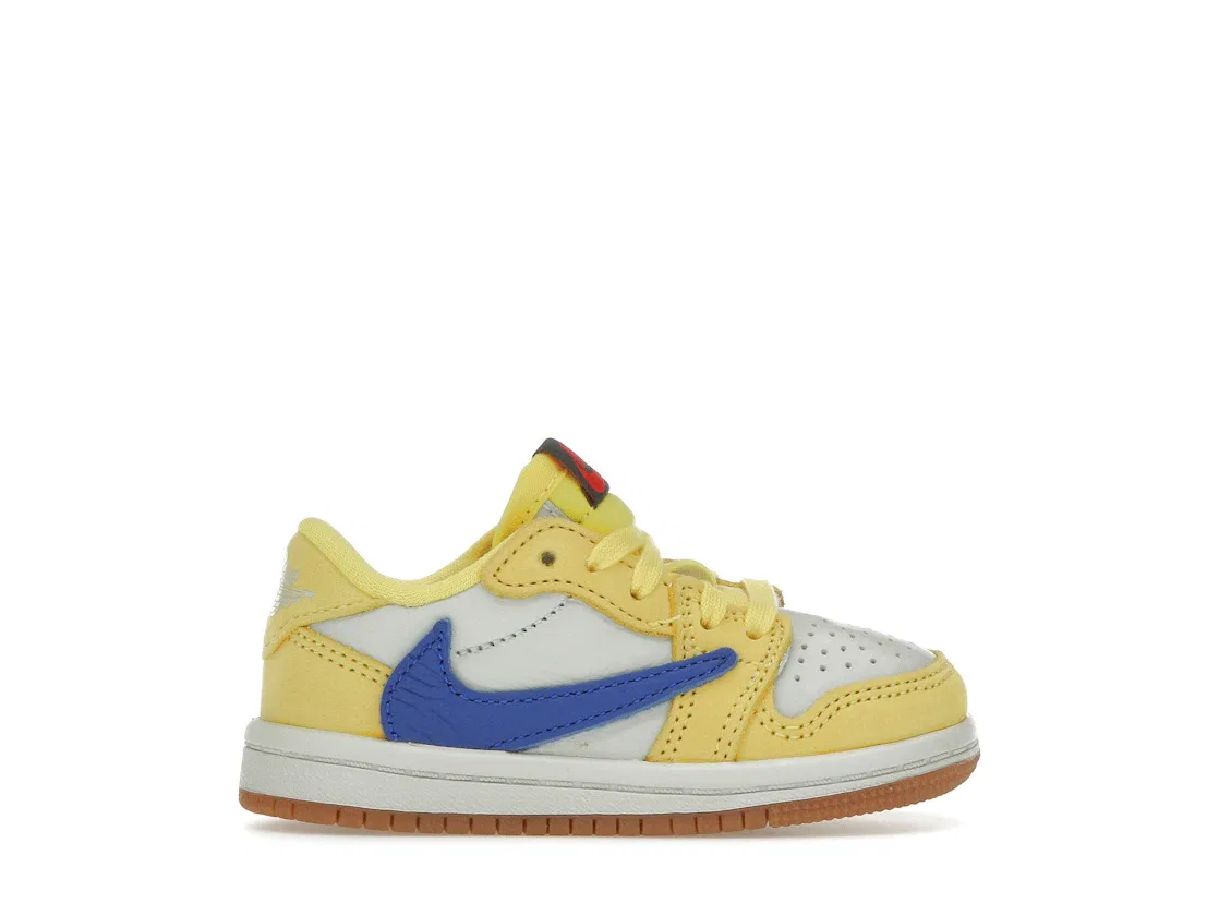 Детские кроссовки Lifestyle с высоким качеством Jordan 1 Retro Low OG SP Travis Scott Canary Jordan, Canary Racer Blue Light Silver Gum Medium Brown