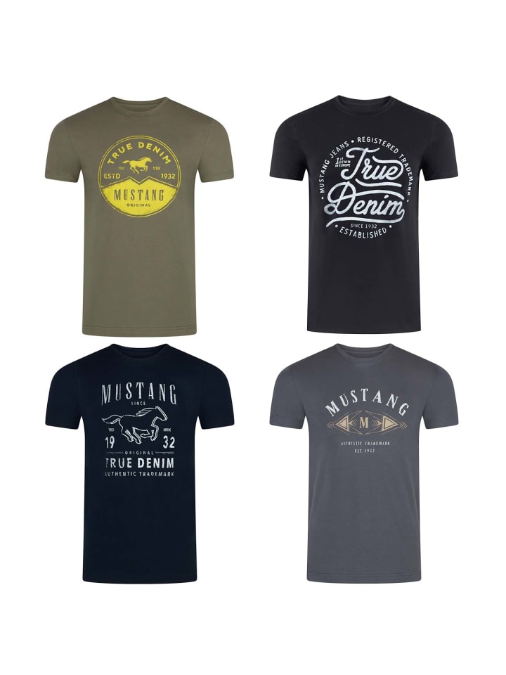 

Mustang Набор из 4 футболок с базовым принтом, разноцветные, Бежевый, Mustang Набор из 4 футболок с базовым принтом, разноцветные