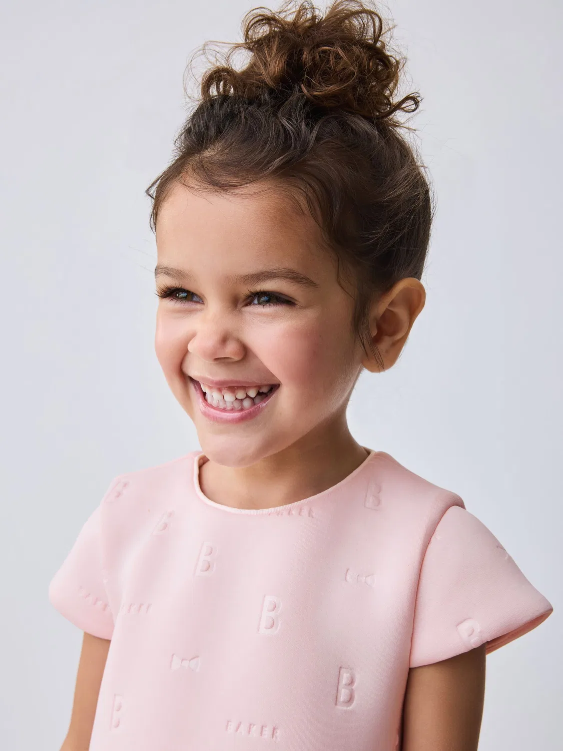 Платье A-силуэта из скобы с сетчатой каймой Baker by Ted Baker, розовое — фото 3