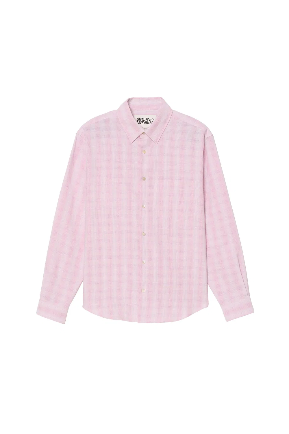 Рубашка в клетку из хлопка и льна ZARA, Pastel Pink — фото 3