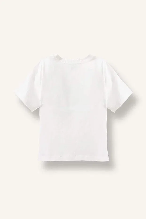 Детская футболка для мальчиков с принтом Oversized Printed Short Sleeve Ecru T-Shirt Baby Boy Defacto, Ecru-Er118 — фото 3
