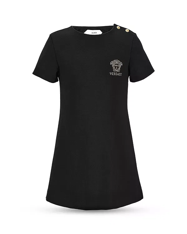 Детское платье для девочек с принтом Versace, Black+Gold