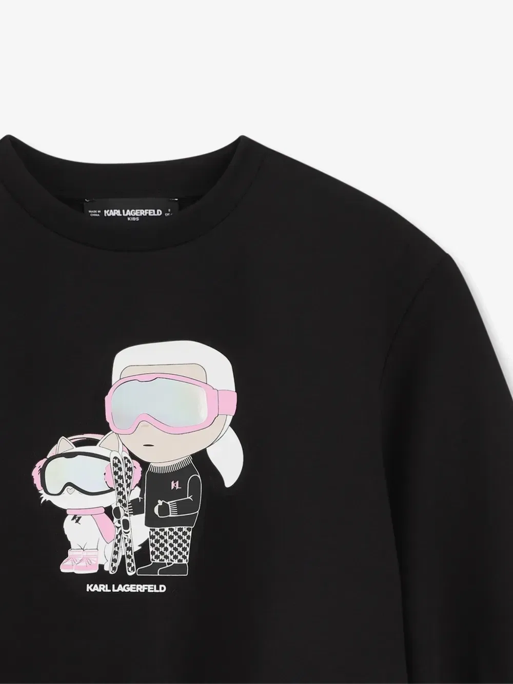 Свитер с объемными рукавами и графичным принтом Karl Lagerfeld Kids, черный — фото 3