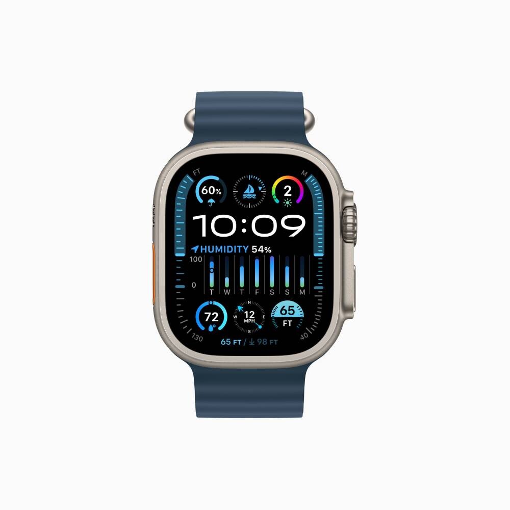 Умные часы Apple Watch Ultra 2, 49 мм, GPS+Cellular, Natural Titanium Case/Blue Ocean Band — фото 3