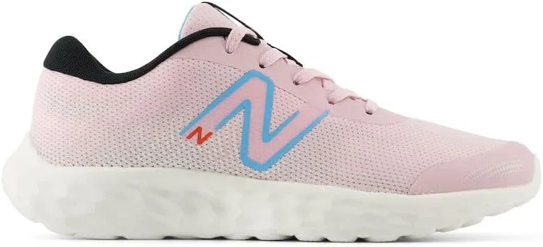 Детские кроссовки для девочек с шнуровкой 520 V8 New Balance, Mid Century Pink/Team Sky Blue/Black — фото 3