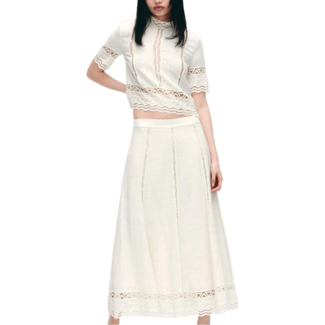 Женская рубашка с длинным рукавом ZW Shirt Raw White, ZARA, Raw White — фото 4