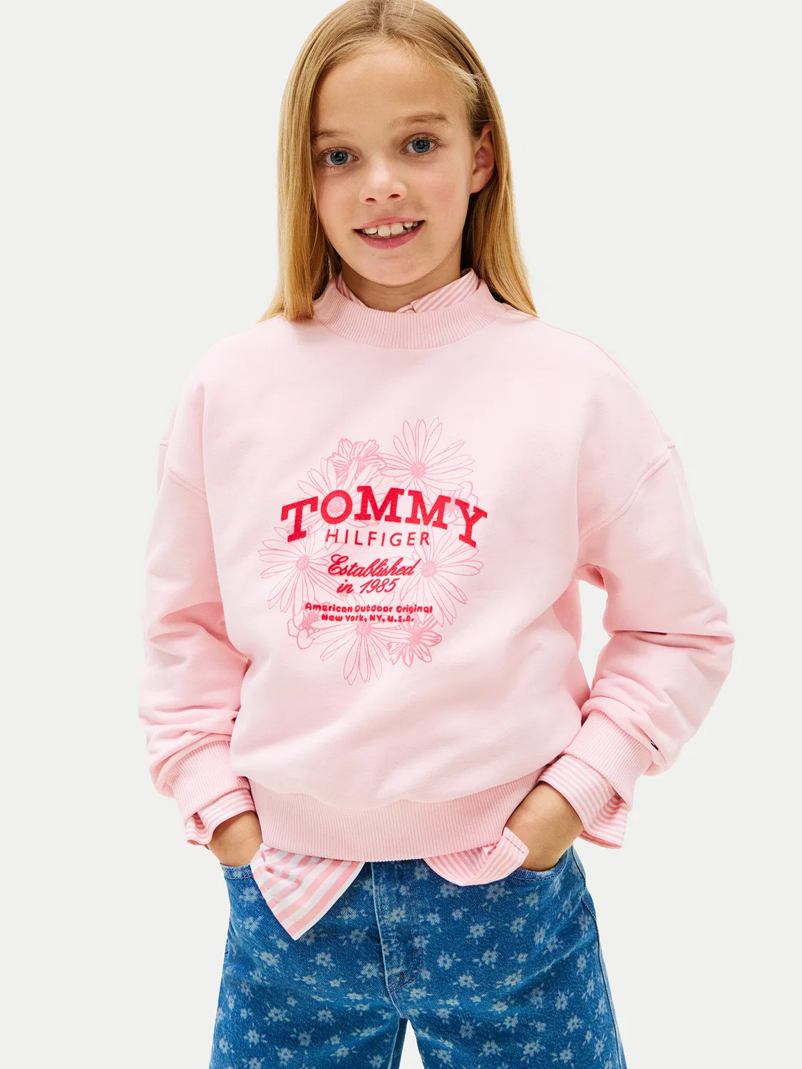 Толстовка стандартного кроя для девочки Tommy Hilfiger, розовый — фото 3