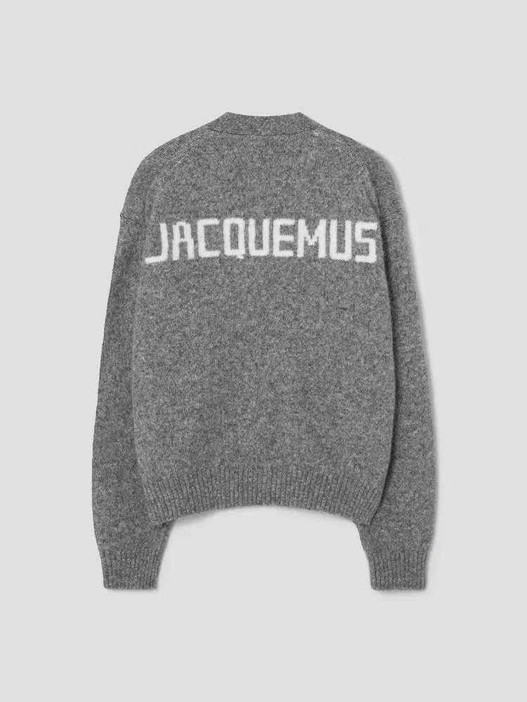 Кардиган с жаккардовым логотипом JACQUEMUS, Grey — фото 2