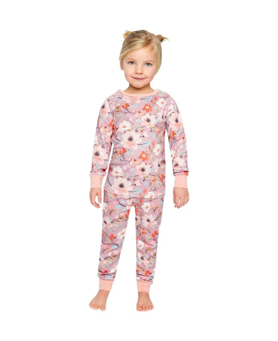 Детская пижама из хлопка с принтом, модель Floral Print Deux par Deux, Pink Printed Flowers