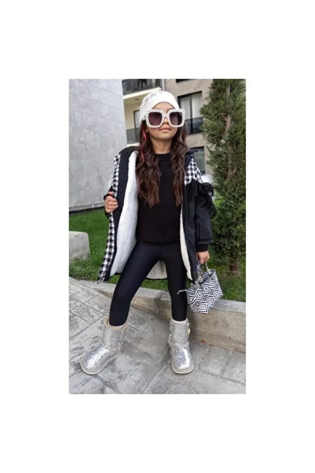 Детское пальто для девочек с длинным рукавом Quzucuk Kids, Black — фото 4