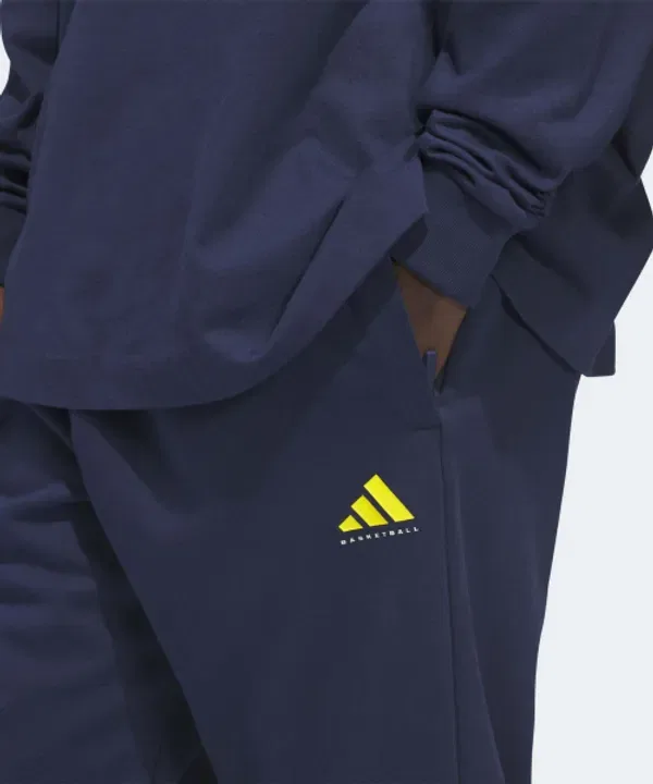 Спортивные брюки баскетбольные из флиса, Adidas, ночной индиго — фото 3