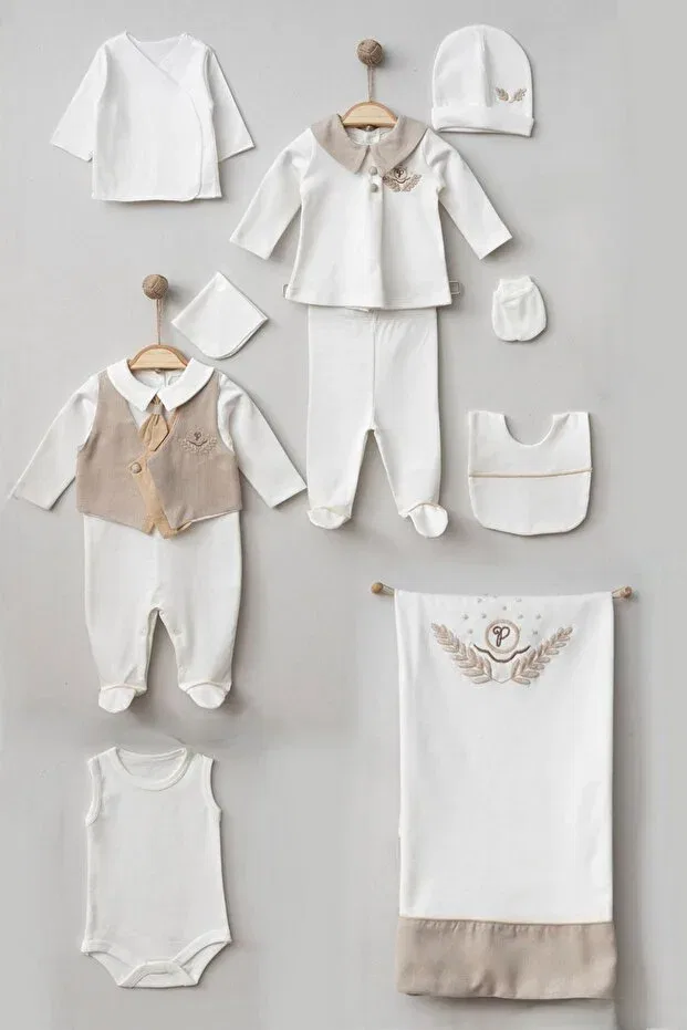 Детский комплект для выписки из роддома с галстуком Pugi Baby Ultralük Cherub Baby, Brown