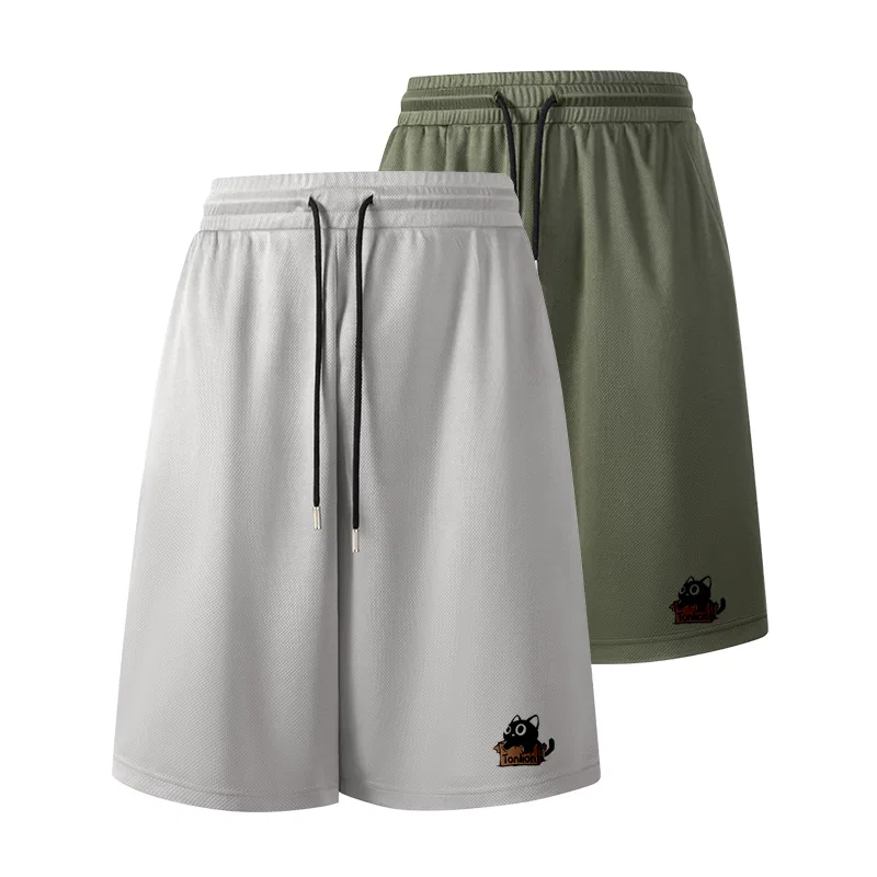 Детские шорты повседневные без воротника Tonlion, Light Gray + Military Green