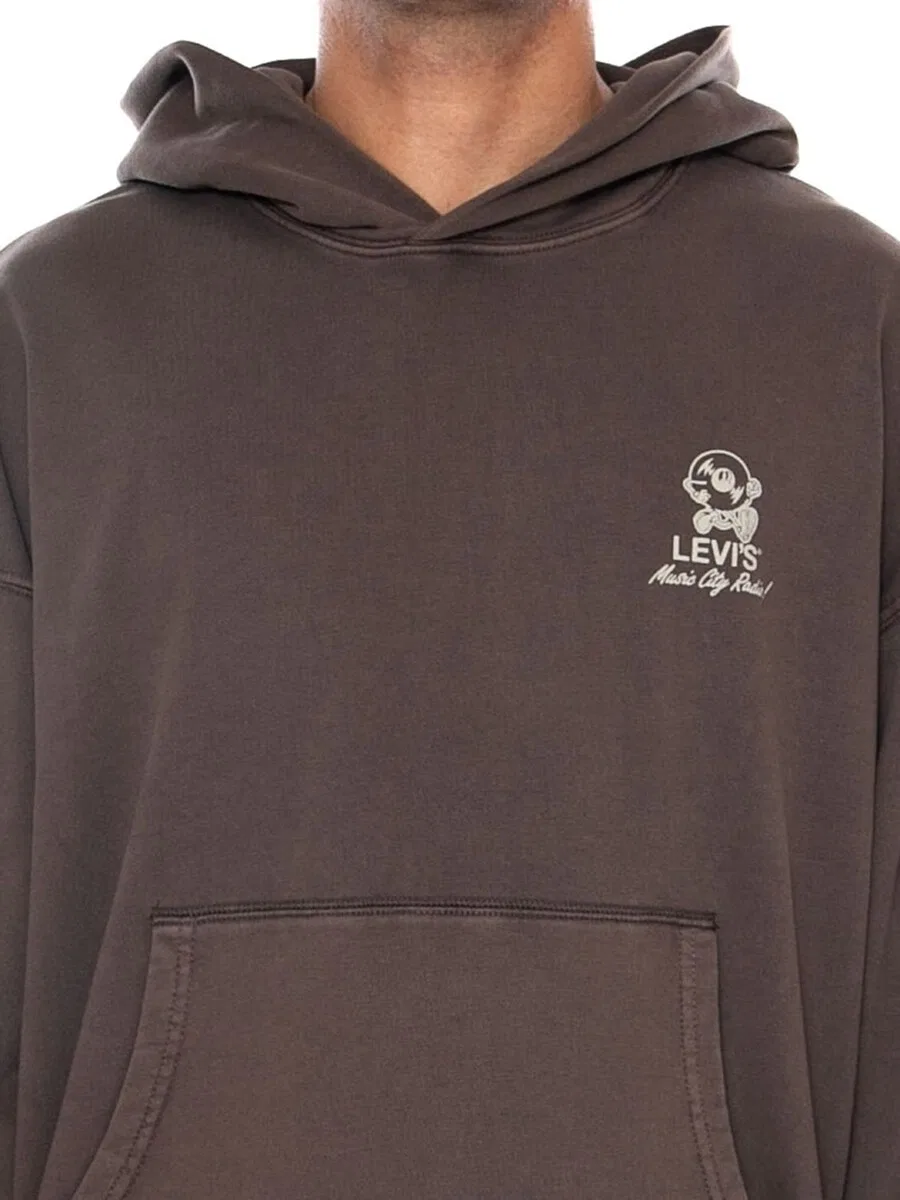Толстовка LEVI'S 'LEVI'S TWO HORSE BOXY HOODIE MUSIC CITY VINYL 2 BROWN' коричневого цвета — фото 3