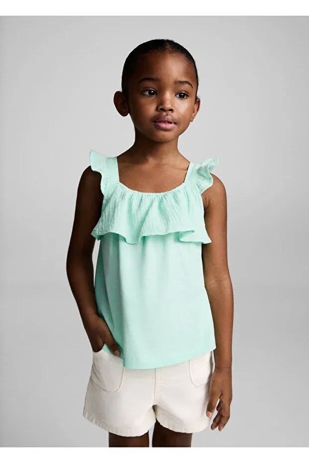 Детская футболка хлопковая без рукавов Mango Baby, Mint Green