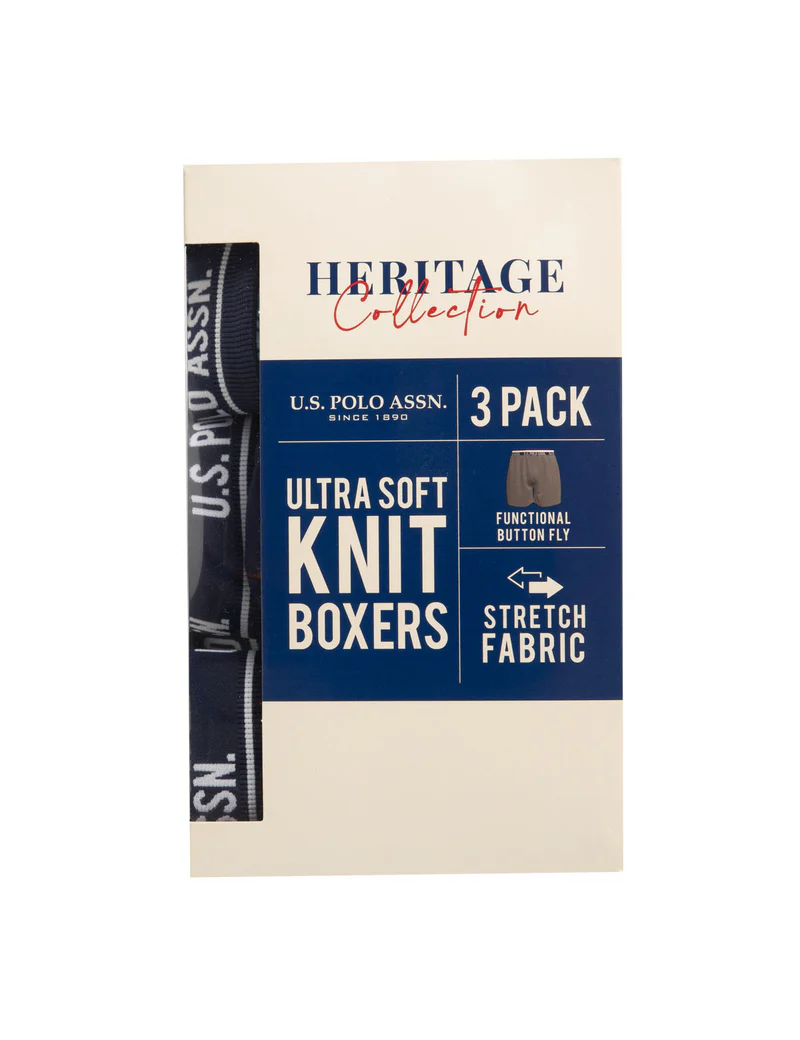 Комплект трусов U.S. Polo Assn Knit Boxer, 3 шт., красный/голубой/темно-синий — фото 2
