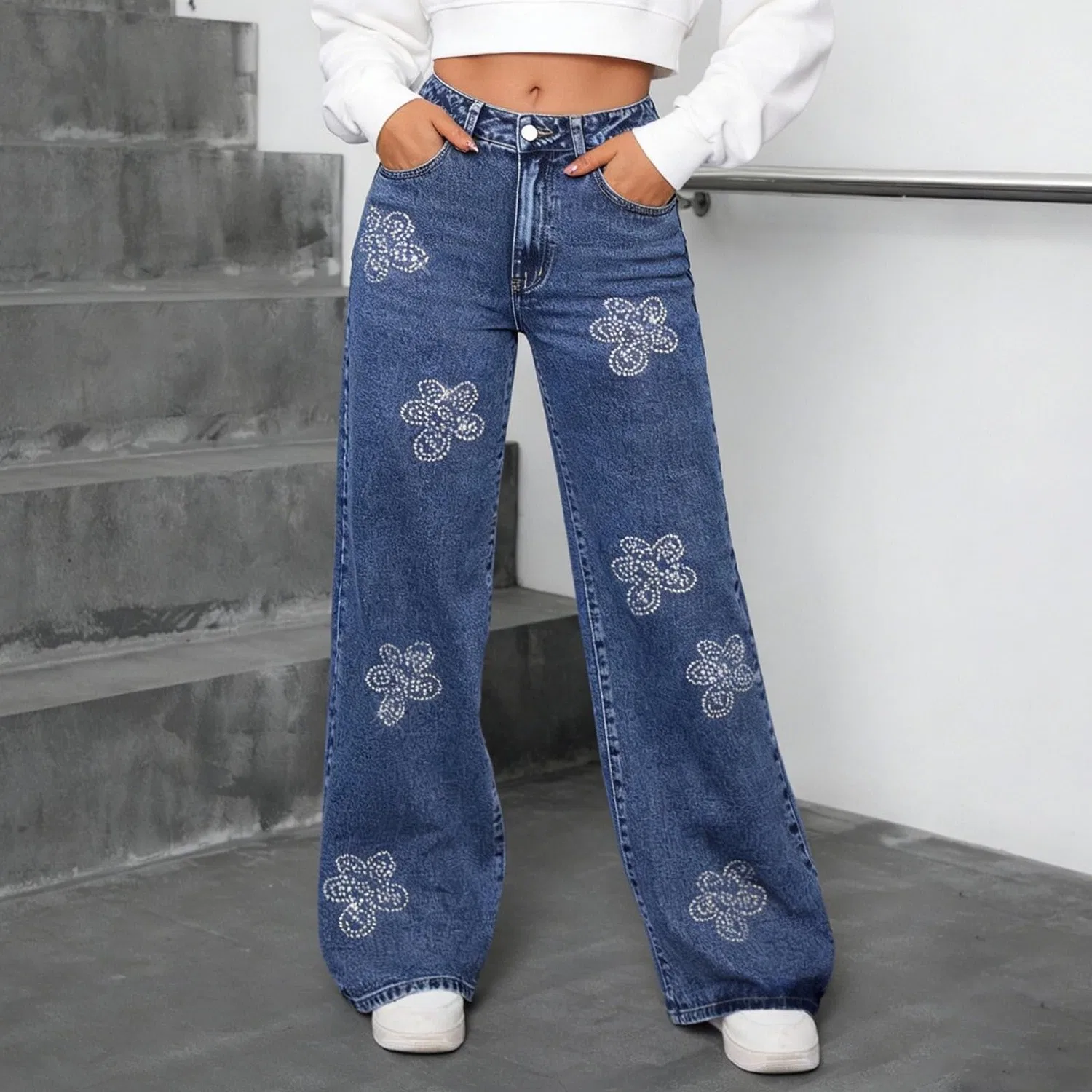 Женские джинсы с принтом Palace Denim, Zb-blue — фото 2