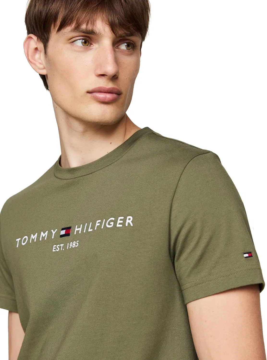 Мужская футболка с вышитым логотипом Tommy Hilfiger, Battle Green — фото 2