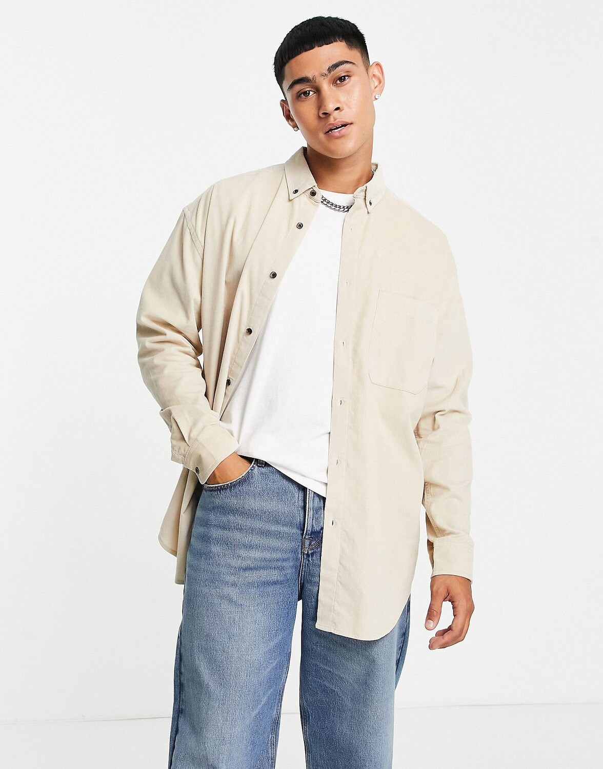 

Вельветовая рубашка оверсайз с камнем ASOS DESIGN