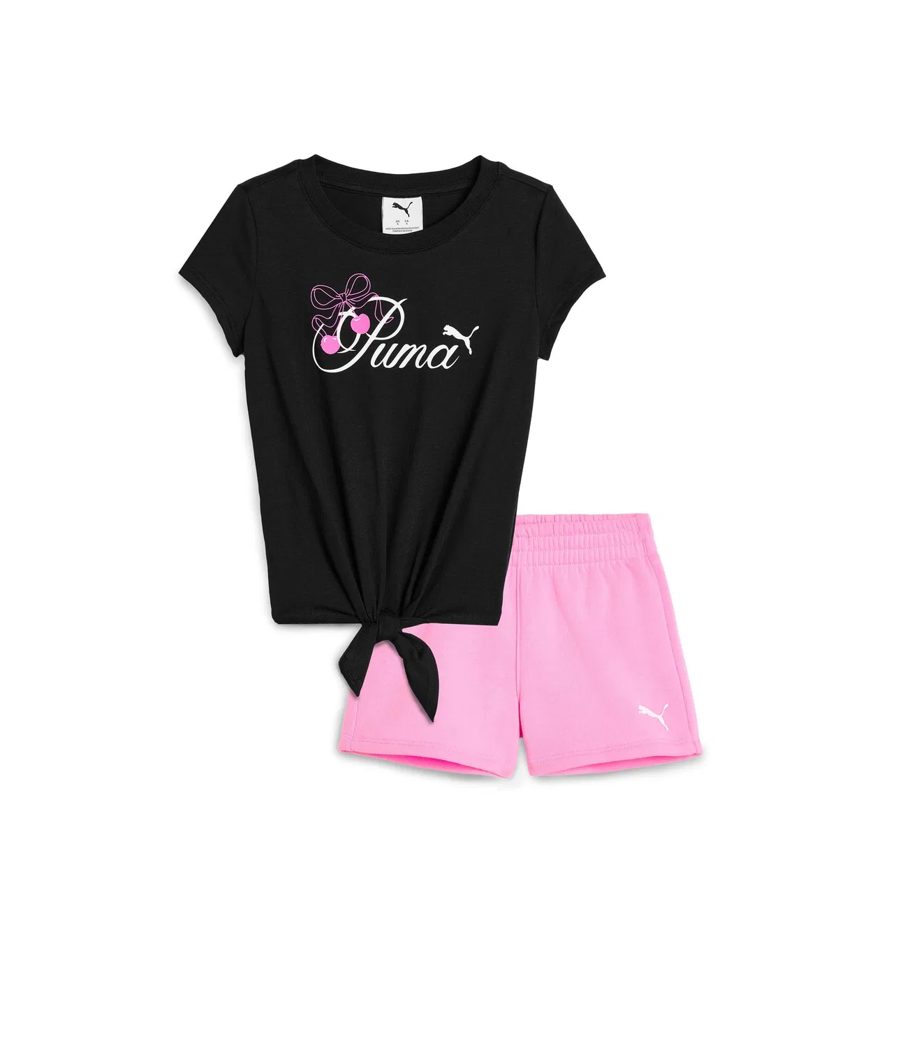 Комплект из футболки и флисовых шорт (для малышей) Puma Kids, Black/Neon Pink