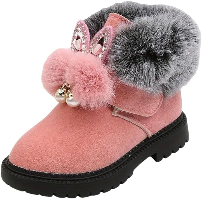 Детские зимние сапоги для девочек с ушками зайчика Hhhchpm, Pink