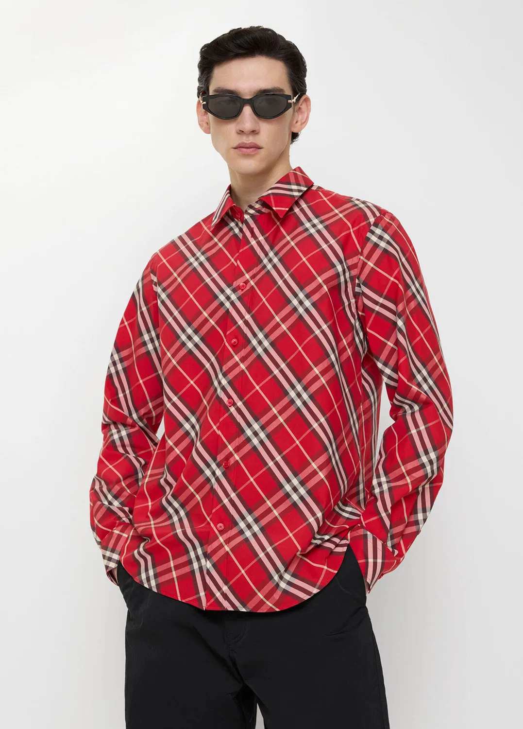 Рубашка Burberry Robert Check Ekoseli, красный — фото 3