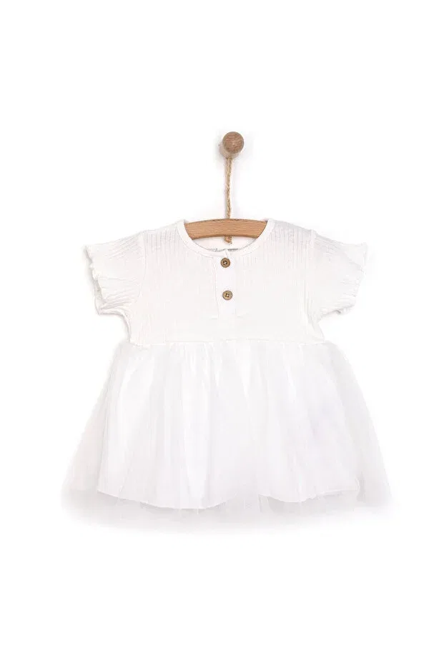 Детское платье для новорожденных хлопковое Ebebek Hello Baby, Ecru