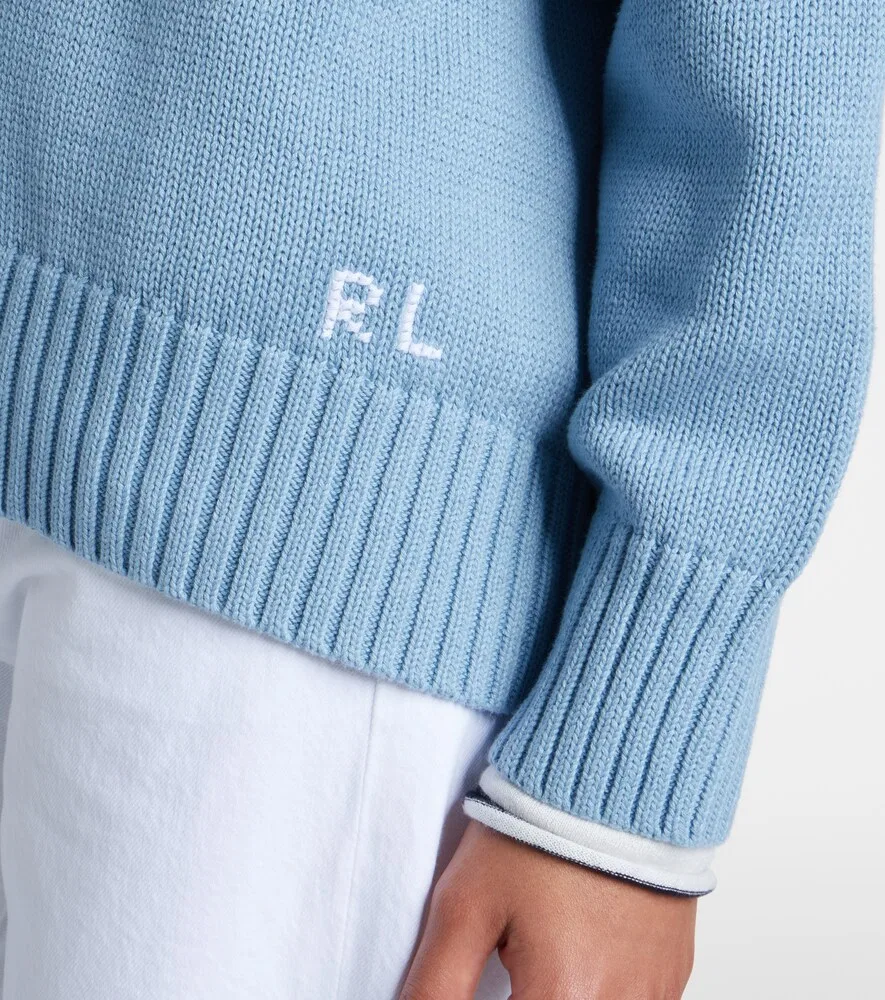 Хлопковый свитер большого размера Polo Bear Polo Ralph Lauren, синий — фото 4