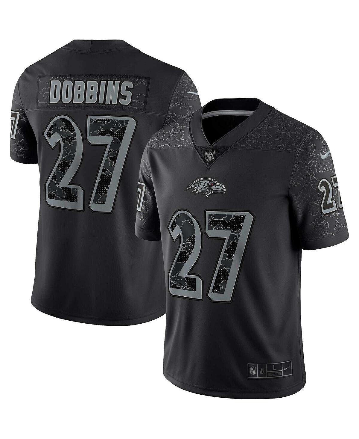 

Мужские j.k. dobbins black baltimore ravens reflective limited jersey Nike, черный