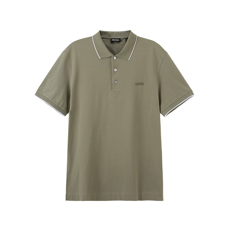 

Футболка поло Zegna SS24 Мужская Оливково-зеленая Ermenegildo Zegna