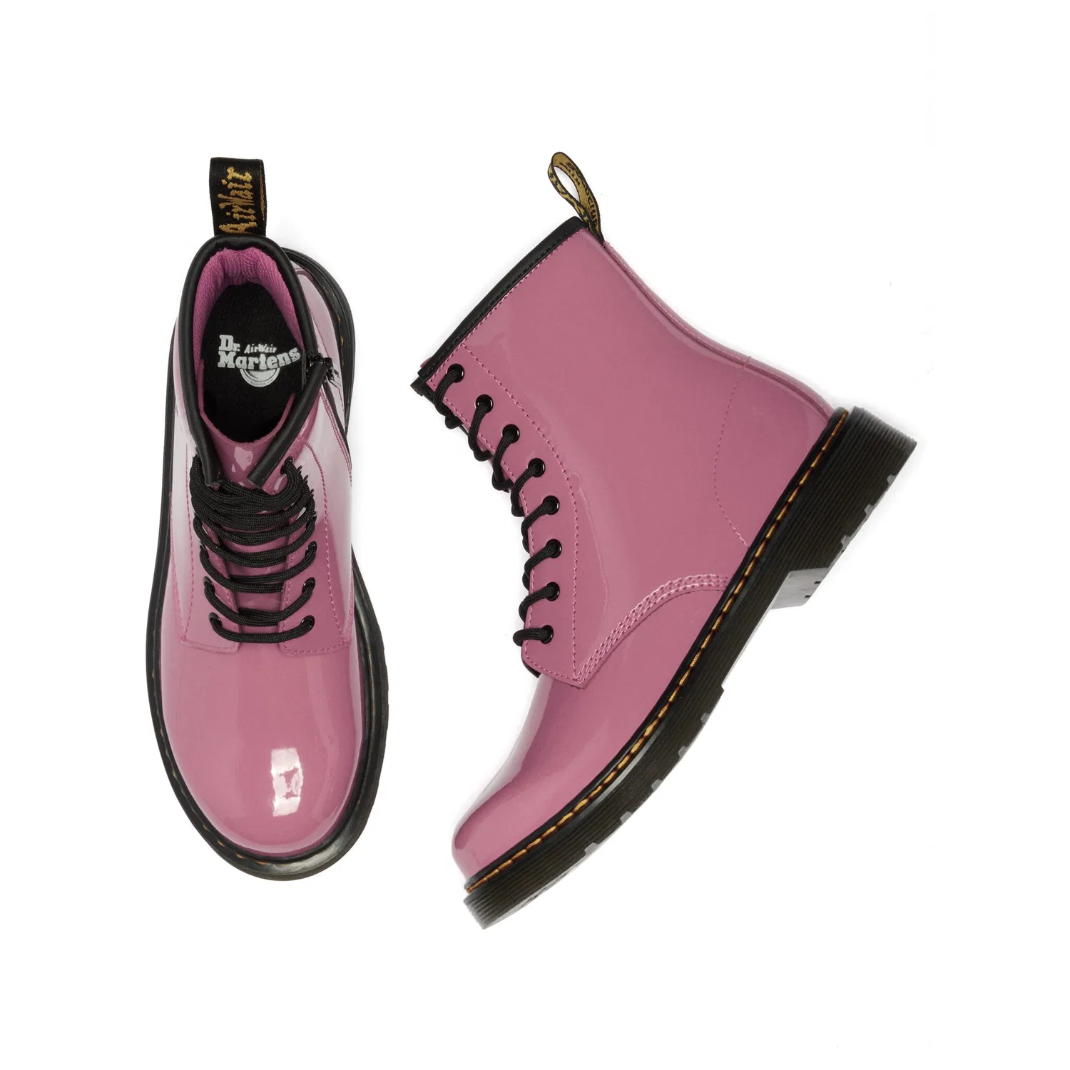 Детские ботинки Dr. Martens 1460, на шнуровке, лакированная кожа, Pink — фото 4