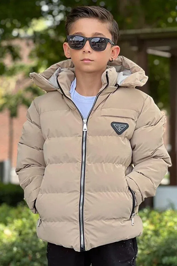 Детское пальто для девочек с капюшоном Pina Kids, Camel