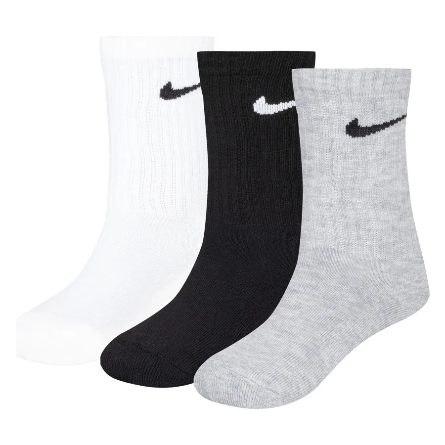 Комплект спортивных носков с принтом Nike Basic Pack Crew 3pk, Nike, Черно-бело-серый
