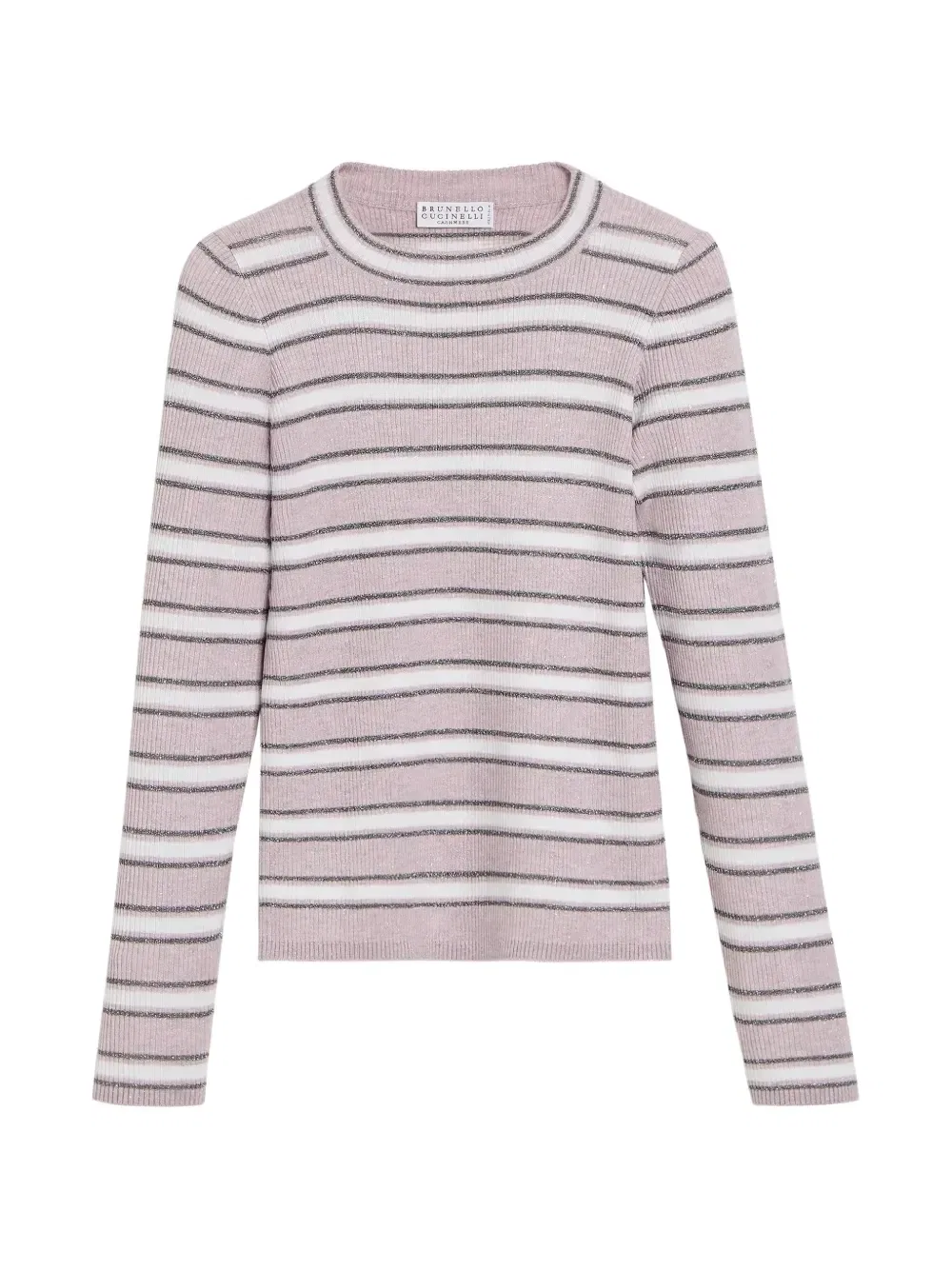 Легкий кашемировый свитер в рубчик Brunello Cucinelli Kids, розовый