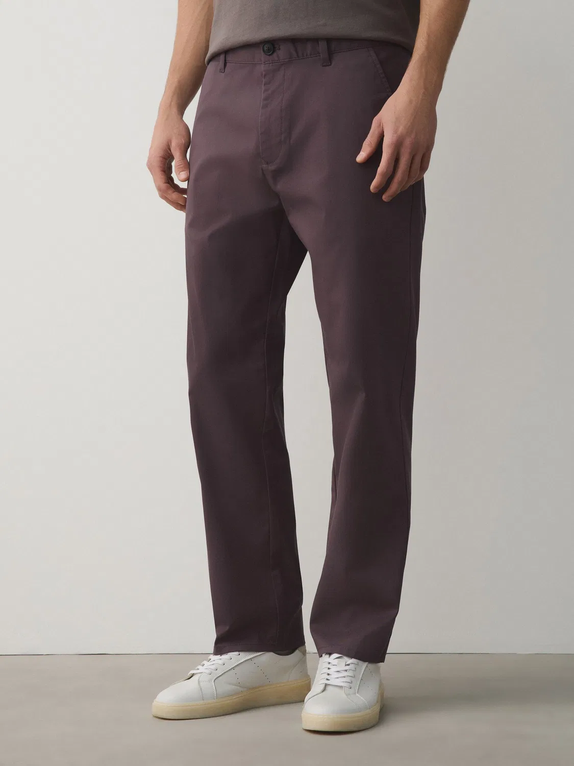 Брюки прямого кроя из хлопка с эластаном, модель Mauve Purple Next, сиреневый — фото 3