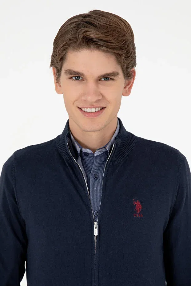 Мужской кардиган с длинным рукавом Basics U.S. Polo Assn., Navy Blue — фото 2