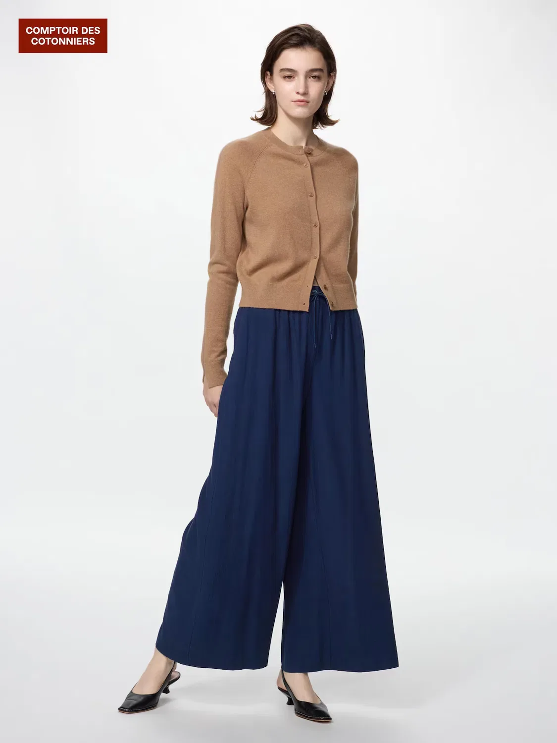 Брюки Uniqlo, широкие и удобные, темно-синий