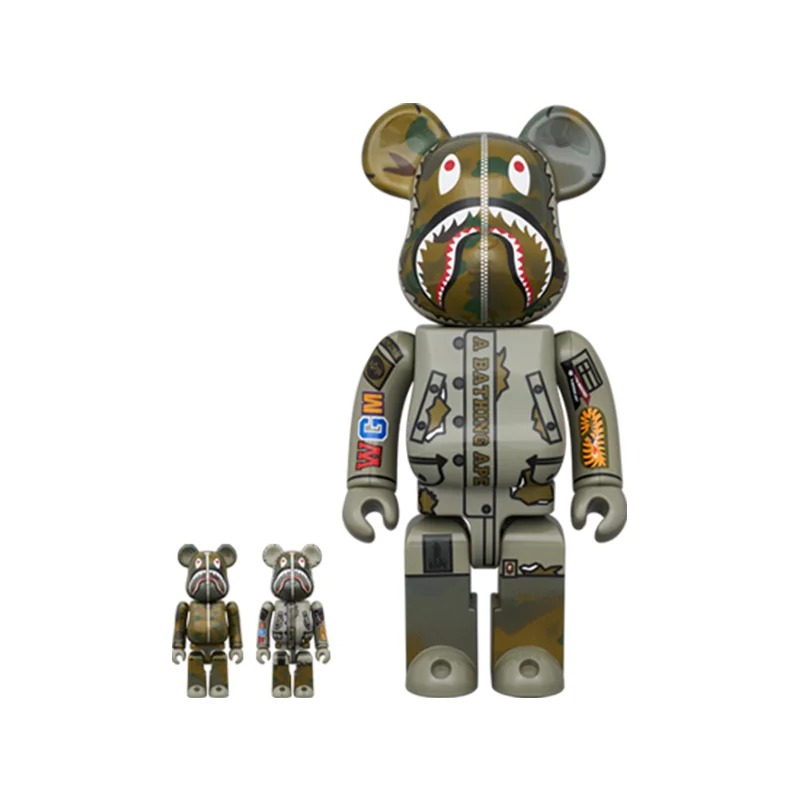 

Виниловая фигурка Be@rbrick Bape R X Alpha Camo Shark 2023, 30 см + 7 см