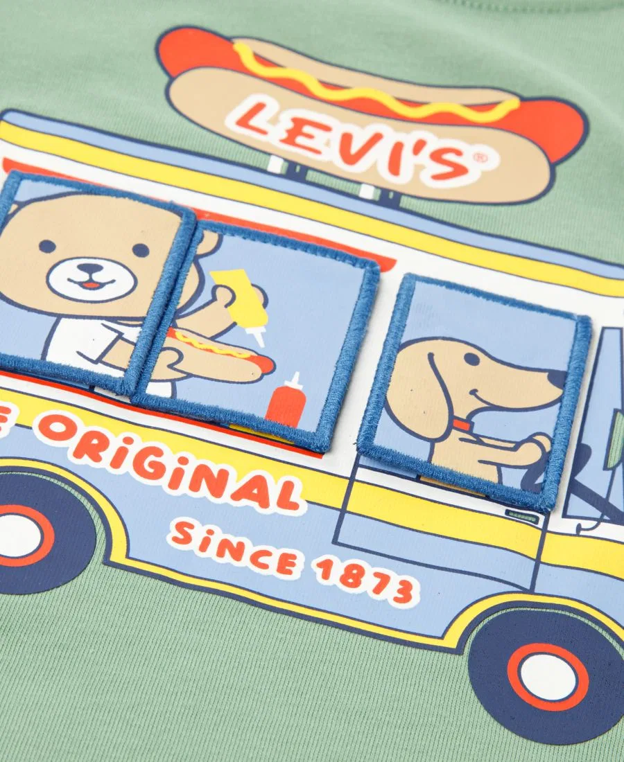 Комплект футболки и шорт с принтом Hot Dog Truck Levi's, Shale Green/Blue Chambray — фото 4