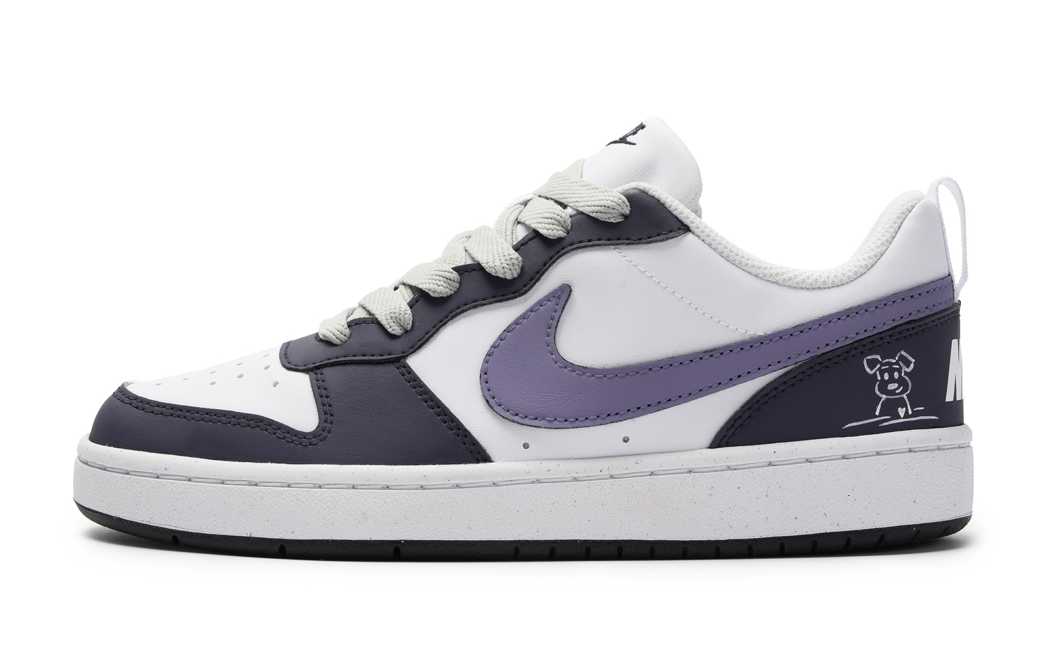 

Nike Court Borough Cute Puppy Purple Hand Drawn Graffiti Slip Resistant Abrasion Resistant Детские скейтбордические кроссовки