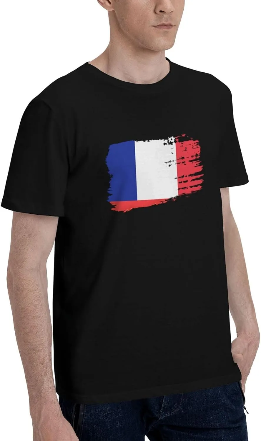 Футболка France с коротким рукавом, мужская, уличный стиль, хлопковая, повседневный топ Generic, черный — фото 3