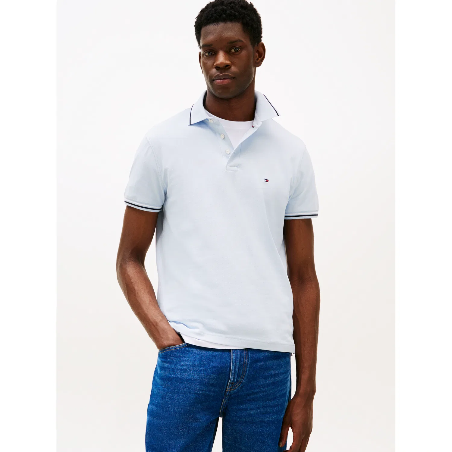 Мужское поло с контрастной отделкой Tommy Hilfiger, Blue