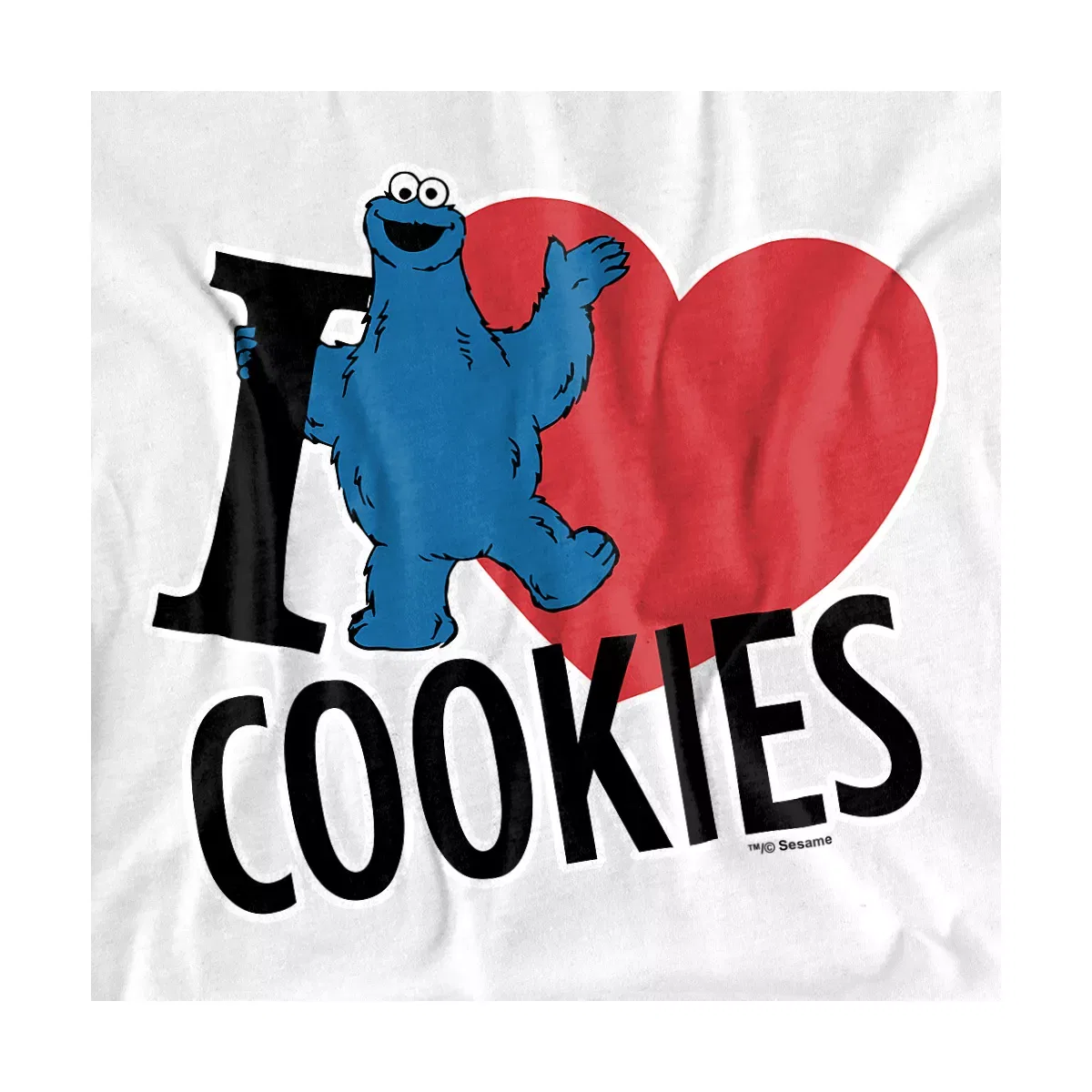 Детское боди с коротким рукавом с принтом Cookie Monster I Heart Cookies Sesame Street, White — фото 2