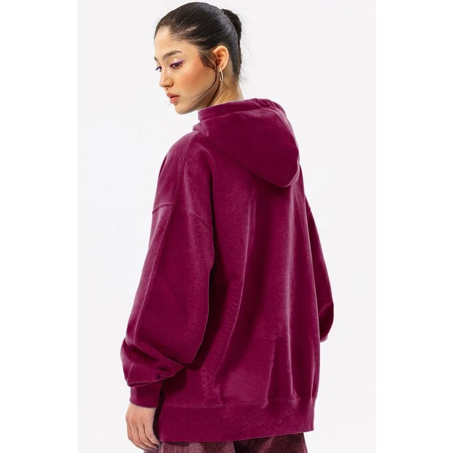 Женский худи oversize с капюшоном Jordan Flight Fleece Nike, Сливовый — фото 2