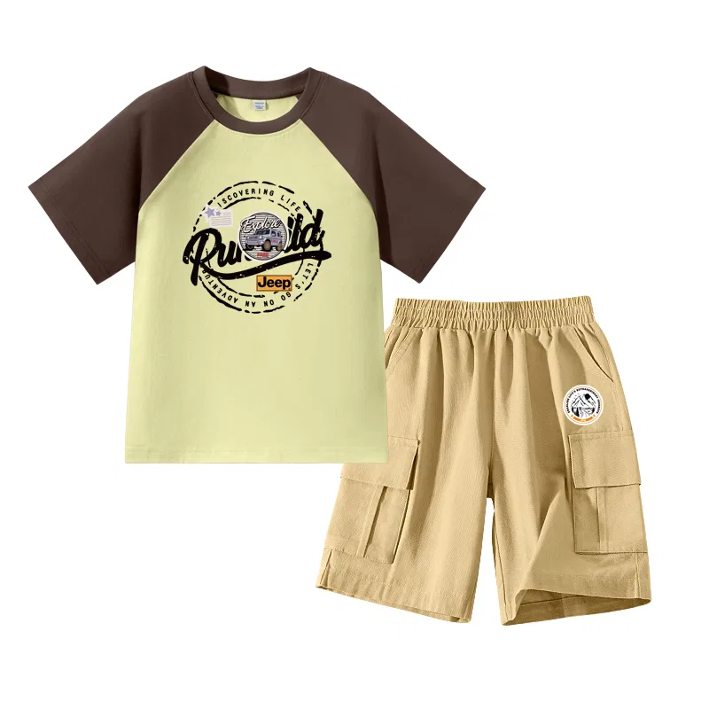 Детский спортивный костюм с принтом Jeep, Coffee/E Black Graffiti-Khaki/E Round Logo K