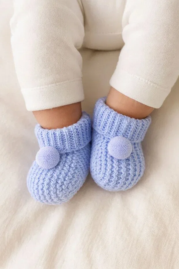 Детские пинетки-носочки для новорожденных трикотажные Babelia, Blue
