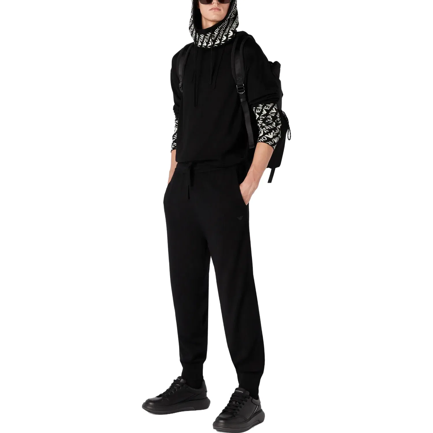 Мужской спортивный костюм из шерсти вирджиния EMPORIO ARMANI, Black — фото 4