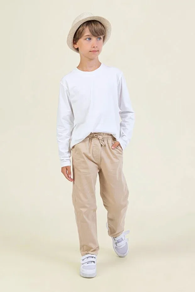 Детские брюки для мальчиков из габардина Dmb Boys & Girls, Beige — фото 2
