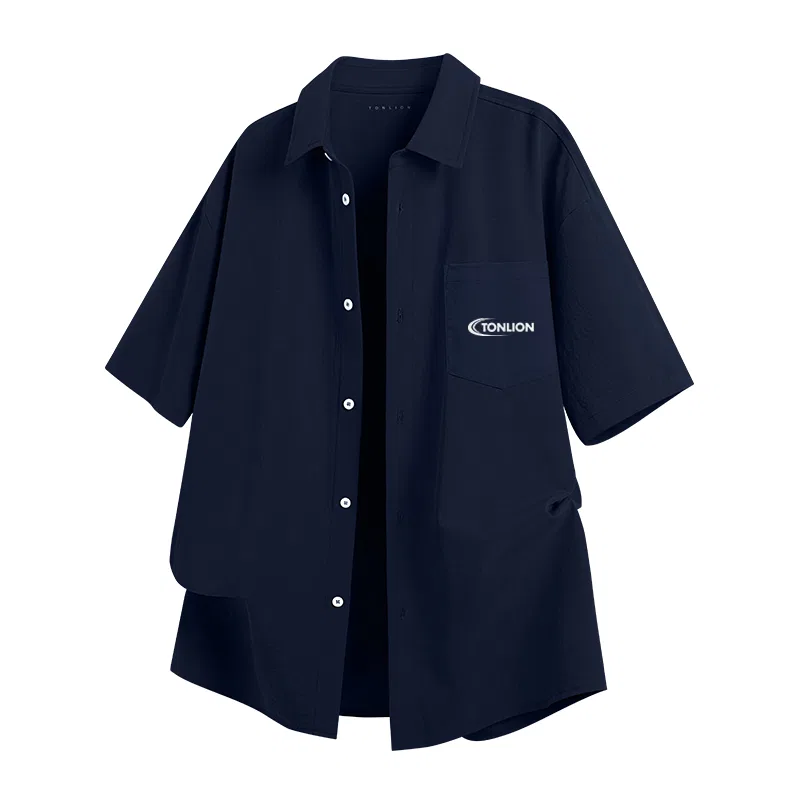 Детская рубашка с коротким рукавом Ice Silk Cool Quick-Drying Tonlion, Цвет: Ice Silk Breathable Navy
