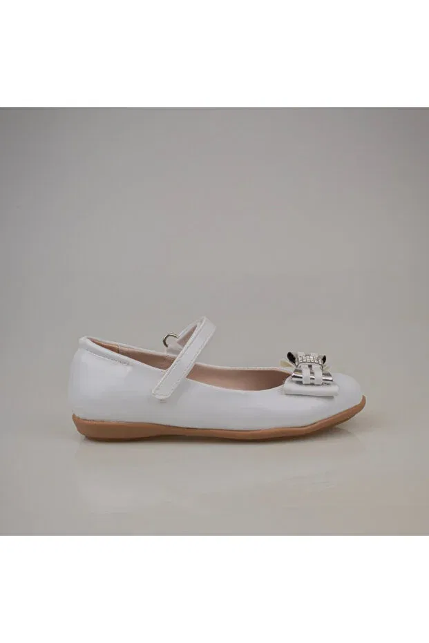 Детские балетки для девочек с блестящим бантом Trend Adımlar, White — фото 3